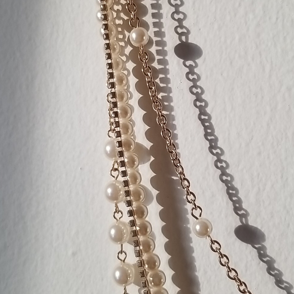 Pearl and Diamond Gold Plated Layered Necklace - Picture 4 of 4